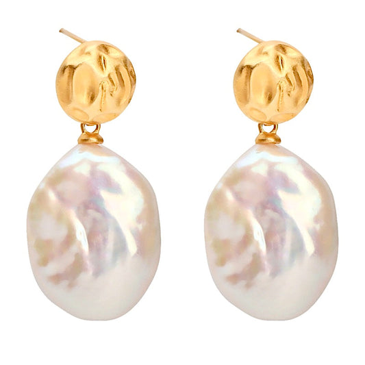 Genuine Freshwater Baroque Pearl S925 Sliver Marshmallow Earrings