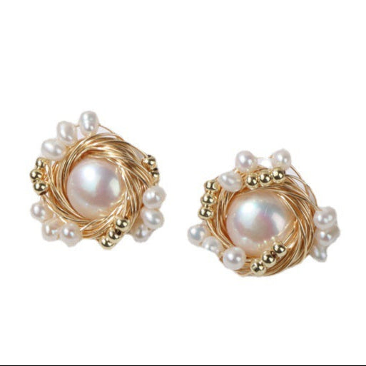 Genuine Freshwater Pearl The Bird's Nest Earrings