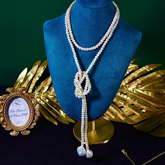 Genuine Freshwater Button Pearl Extra-long Kinsley Necklace