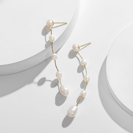 Genuine Freshwater Pearls Morning Tear Earrings