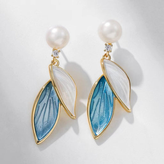 Genuine Freshwater Pearl Leaf Earrings