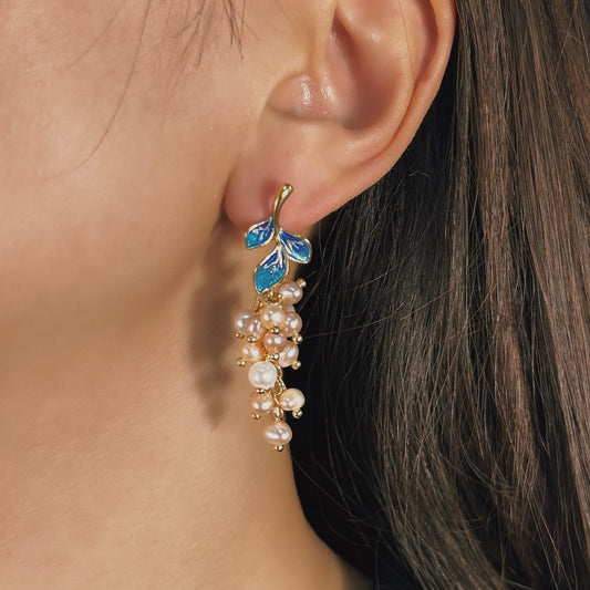 Genuine Freshwater Pearl Blue Fairy Earrings