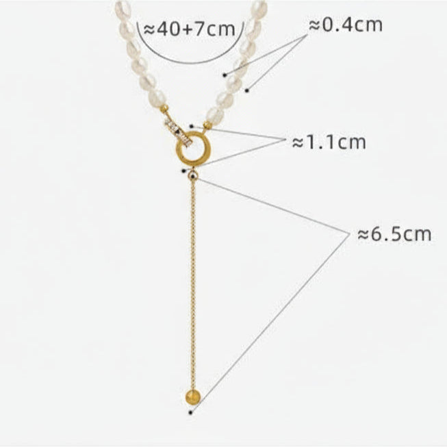 Genuine Freshwater Pearl Titanium Steel Circle of Hope Necklace