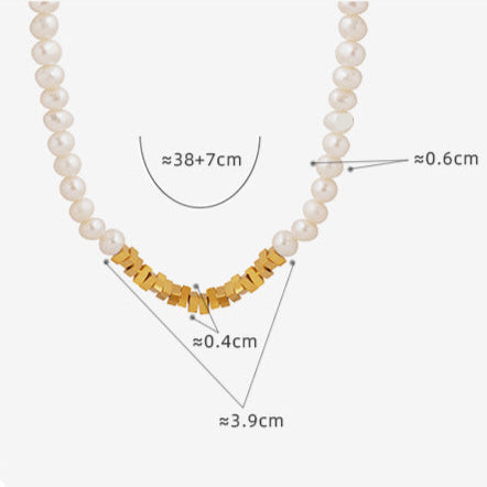 Genuine Freshwater Pearl Titanium Steel Modern Lady Necklace