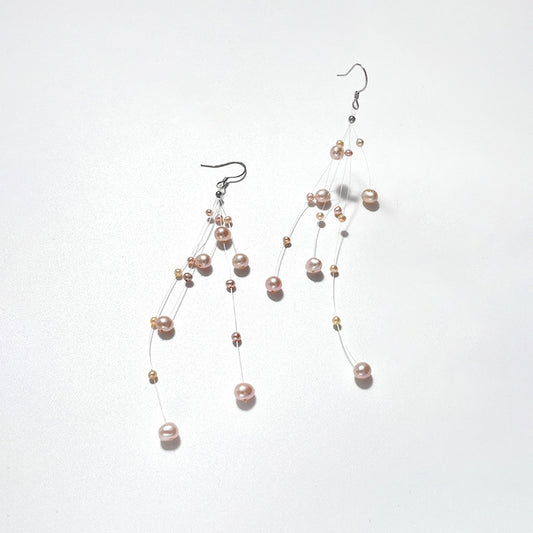 Genuine Freshwater Pearl S925 Silver Stardust Tassel Earrings