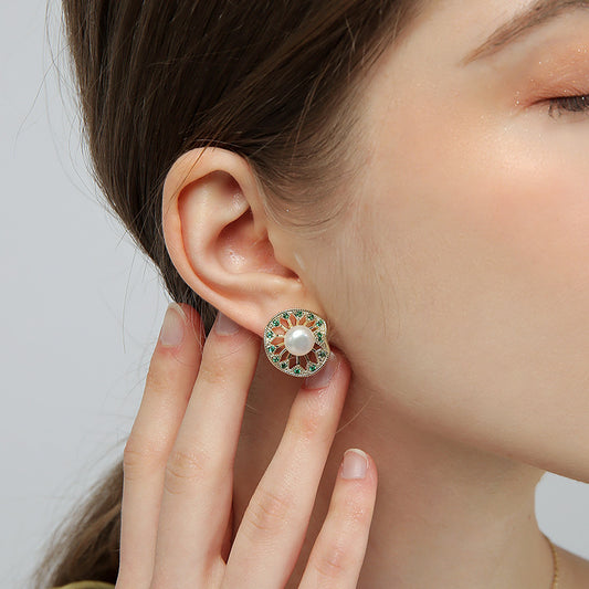 Genuine Freshwater Pearl Lotus Leaf Earrings