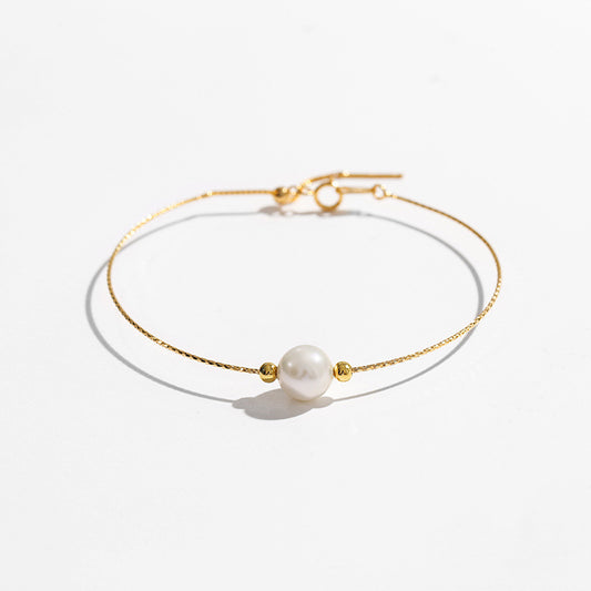 S925 Silver Minimalist Genuine Freshwater Pearl Bangle