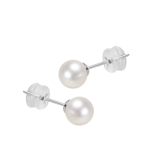 5-10mm White Akoya Round Pearl Stud Earrings