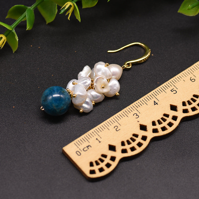 Genuine Freshwater Baroque Pearl Blue Tears Earrings