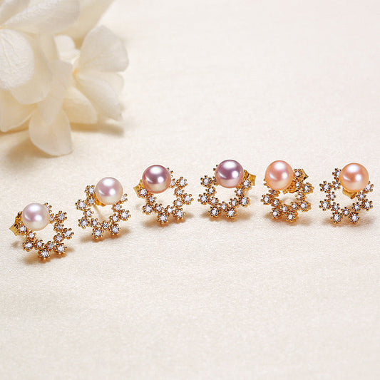 Brass Plated with 18K Gold Genuine Freshwater Pearl Earrings