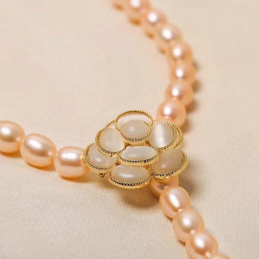 Genuine Freshwater Pearl Rose Necklace