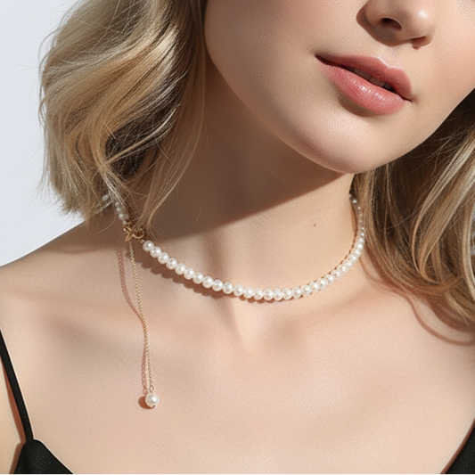 Freshwater Pearls Y-Shaped Brass Tassel Necklace – Elegant Drop Design