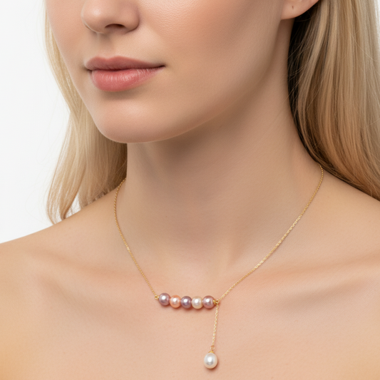 S925 Silver Genuine Freshwater Multi-Colour Pearl Necklace – Chic Short Collarbone Chain