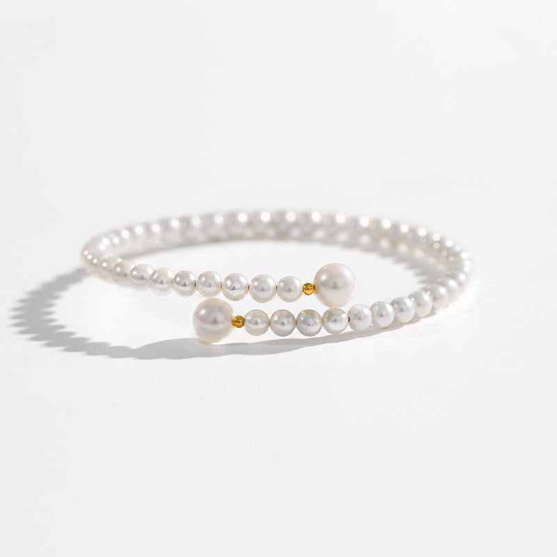 Solid 18K Gold Genuine Freshwater AAAA Pearl Peace Bracelet