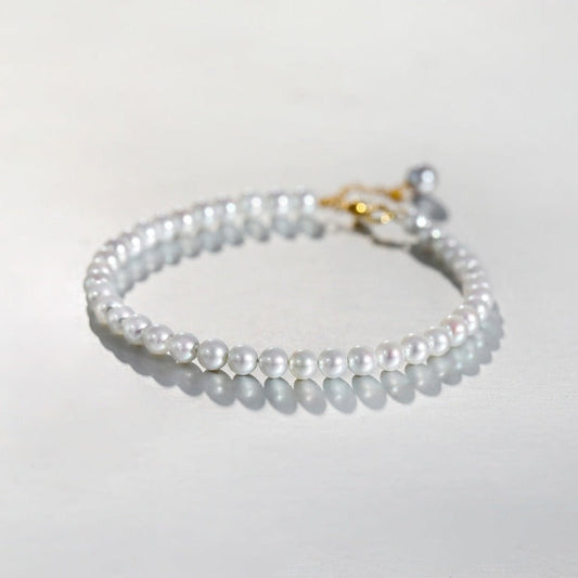 Solid 18K Gold Genuine Freshwater Pearl Mercury Bracelet