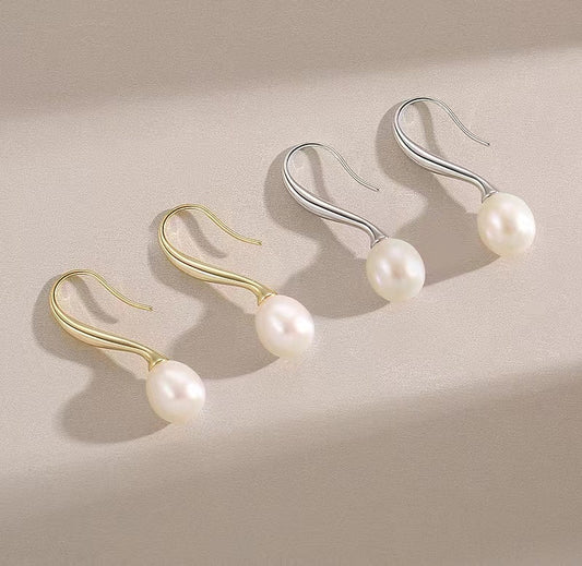 Genuine Freshwater Pearl S925 Silver Sea's Eye Earrings