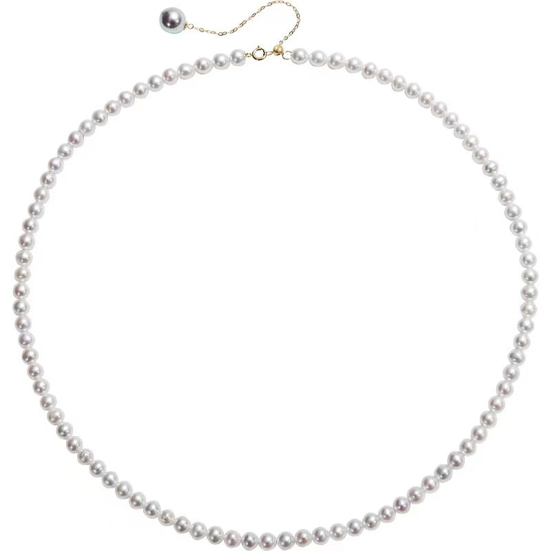 Solid 18K Gold Genuine Freshwater Pearl Phantom Voice Necklace