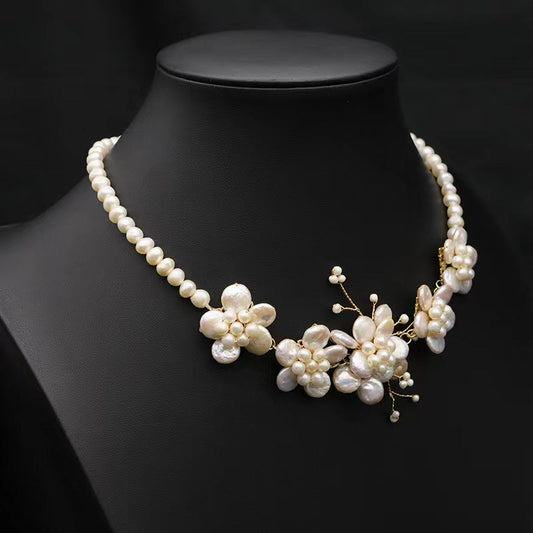 S925 Silver Genuine Freshwater Pearl Holy Flower Angel Necklace