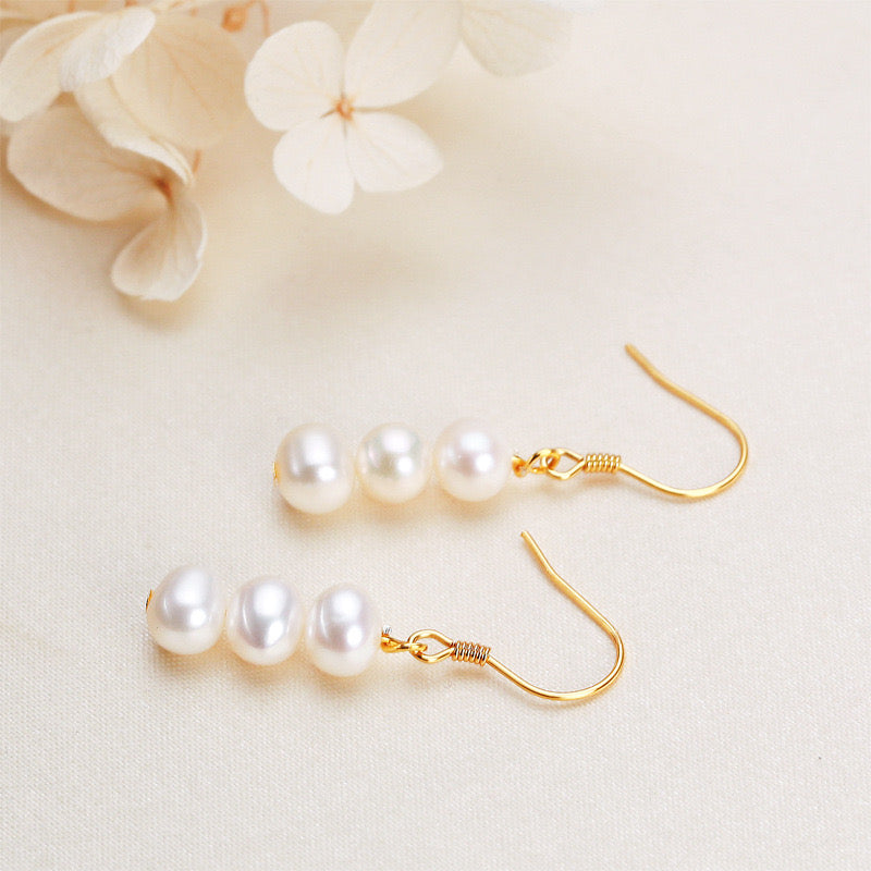 S925 Silver Genuine Freshwater Pearl Gourd Earring