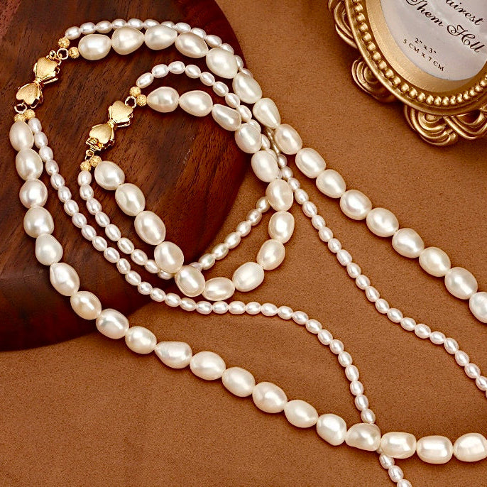 Solid 18k Gold Genuine Freshwater Baroque Pearl Twilight Set