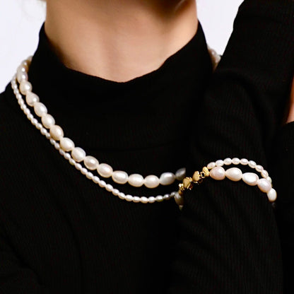 Solid 18k Gold Genuine Freshwater Baroque Pearl Twilight Set