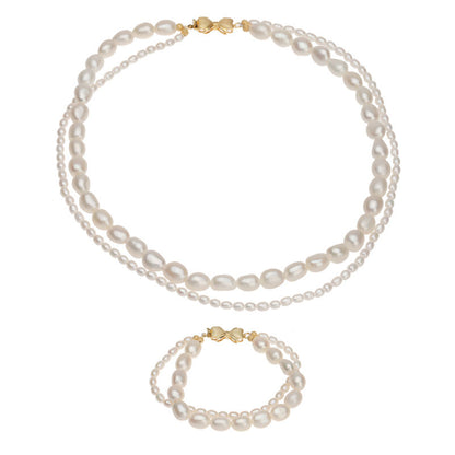 Solid 18k Gold Genuine Freshwater Baroque Pearl Twilight Set