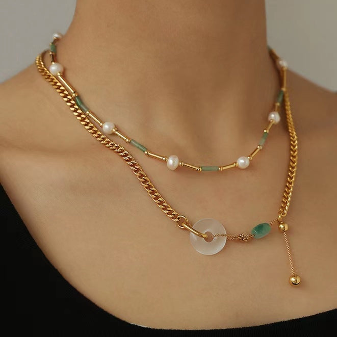 Genuine Natural Freshwater Pearl Streamer Gemstone Necklace