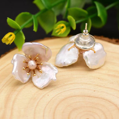 Genuine Freshwater Pearl Floral Element Earrings