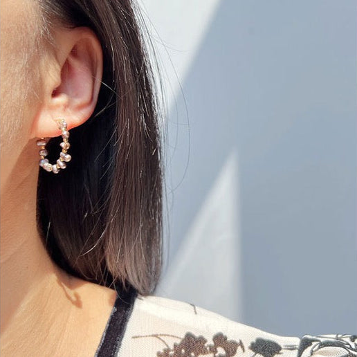 Genuine Freshwater Grey Baroque Pearl Earrings