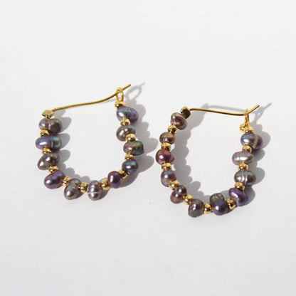 Genuine Freshwater Grey Baroque Pearl Earrings