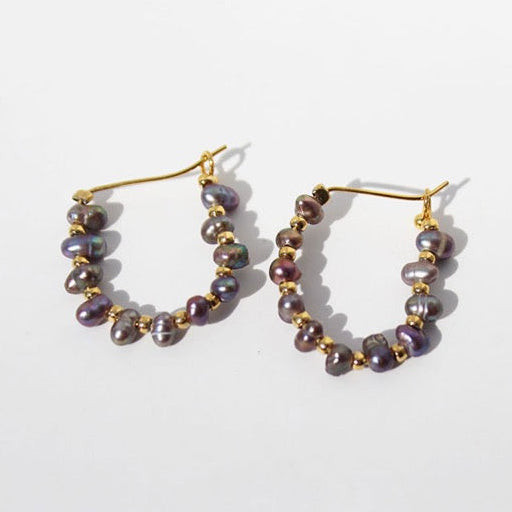 Genuine Freshwater Grey Baroque Pearl Earrings