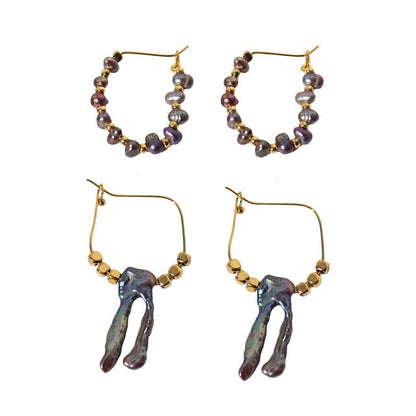 Genuine Freshwater Grey Baroque Pearl Earrings