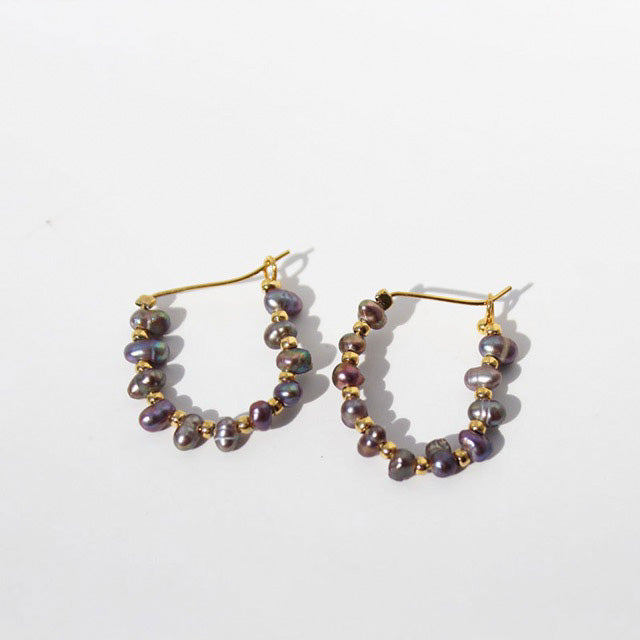 Genuine Freshwater Grey Baroque Pearl Earrings