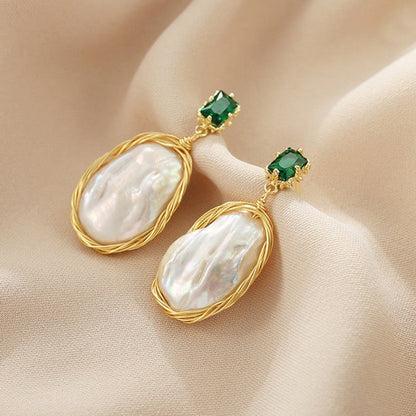 Genuine Freshwater Baroque Pearl Forest Earrings