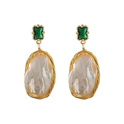 Genuine Freshwater Baroque Pearl Forest Earrings