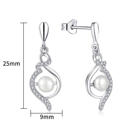 S925 Silver Genuine Freshwater Pearl Ocean Wave Earrings