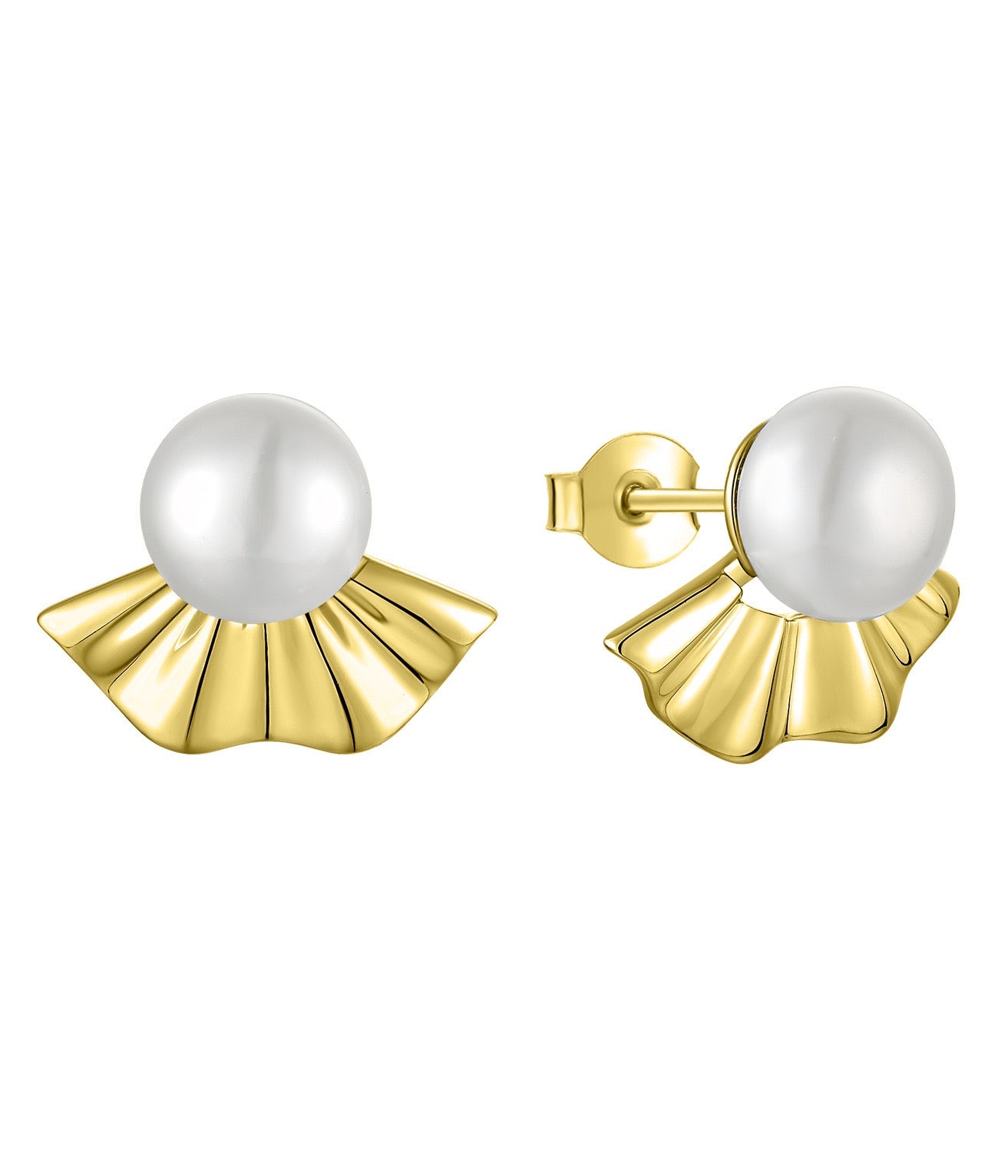 S925 Silver Genuine Freshwater Pearl Japanese Fan Earrings