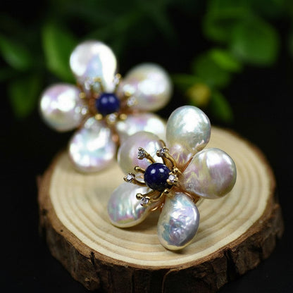Genuine Freshwater Pearl Floral Element Earrings