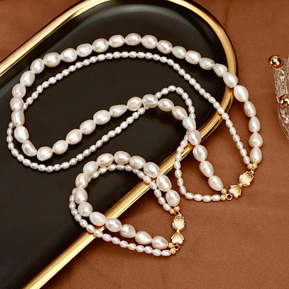 Solid 18k Gold Genuine Freshwater Baroque Pearl Twilight Set