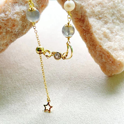 Moonstone & Freshwater Pearl Starry Night Bracelet