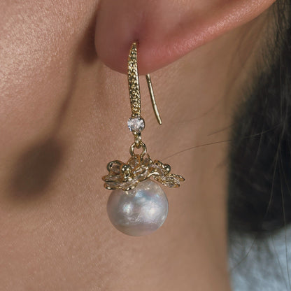 Genuine Freshwater Baroque Edison Pearl Freesia Earrings (Limited Edition)