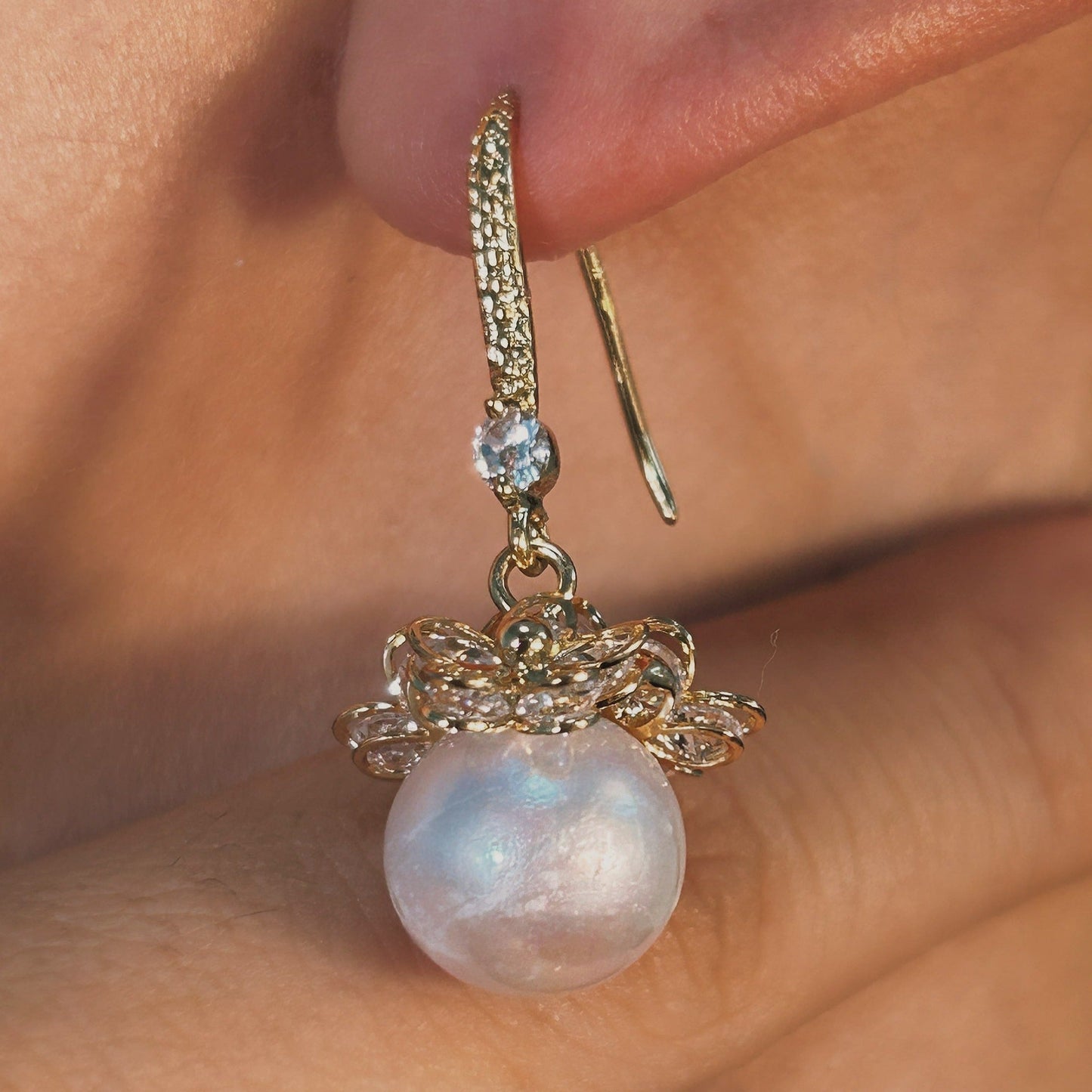 Genuine Freshwater Baroque Edison Pearl Freesia Earrings (Limited Edition)