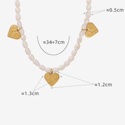 Genuine Freshwater Pearl Titanium Steel Love Coin Necklace