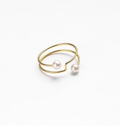 S925 Silver Genuine Freshwater Pearl Maze Ring