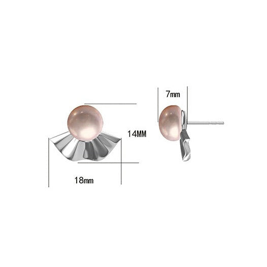 S925 Silver Genuine Freshwater Pearl Japanese Fan Earrings