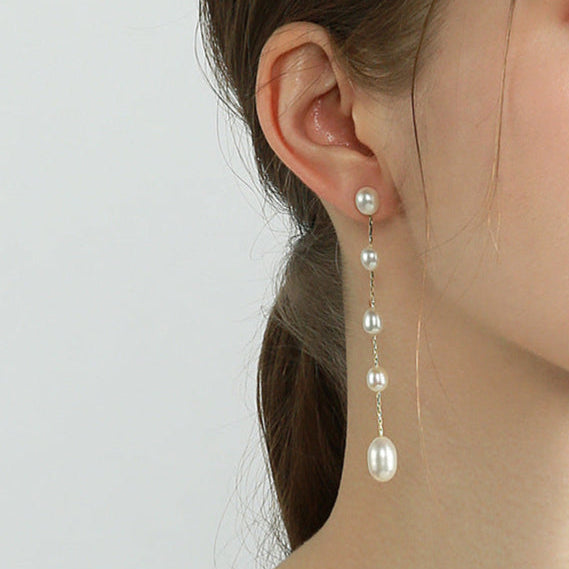 Genuine Freshwater Pearls Morning Tear Earrings