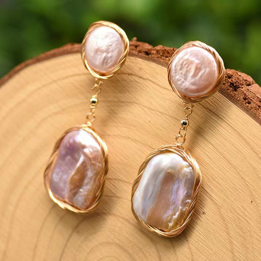 Genuine Freshwater Baroque Pearl Long Island Earrings (Limited Edition)