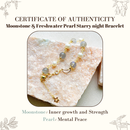 Moonstone & Freshwater Pearl Starry Night Bracelet