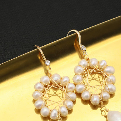 Genuine Freshwater Baroque Pearl Sun Flower Earrings (Limited Edition)