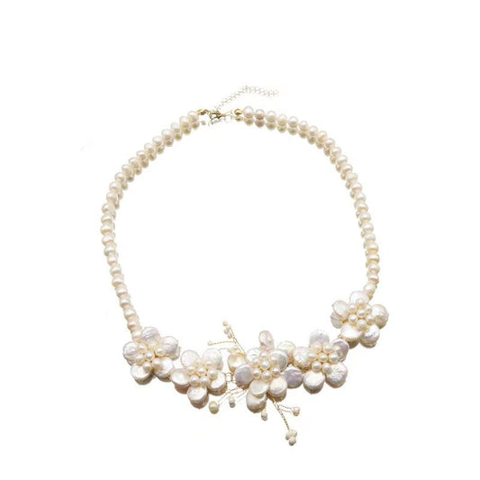 S925 Silver Genuine Freshwater Pearl Holy Flower Angel Necklace